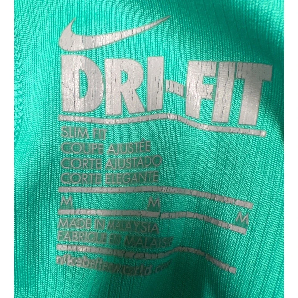 Nike Dri-FIT Racerback Tank Top Medium Teal Green Ribbed Slim Fit Athletic